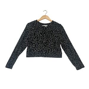 Vintage‎ 90s Ronni Nicole Petite Black Floral Rhinestone Button Cardigan Top 8P